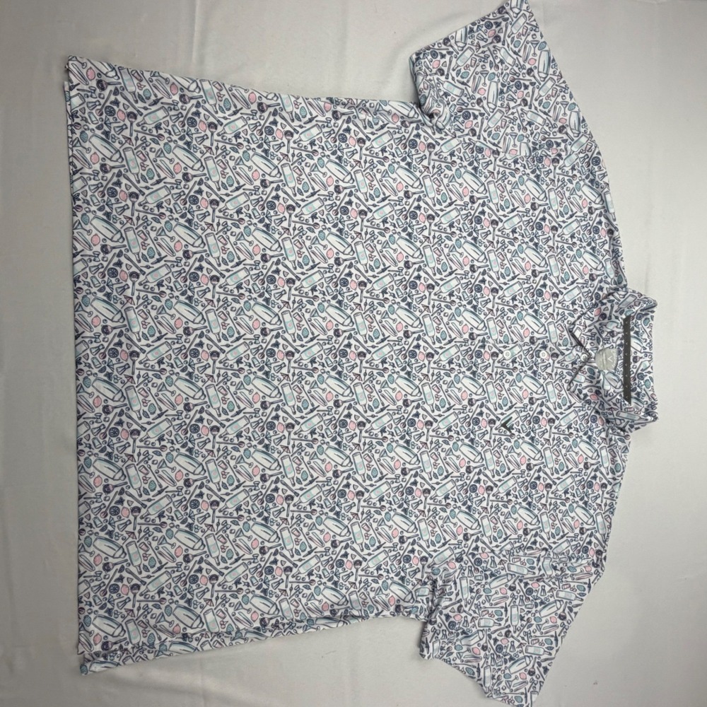 Callaway Golf‎ Polo Mens 3X White Cocktail Shaker Print Opti-Dri Stretch Shirt